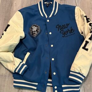 Polo by Ralph Lauren Varsity Bomber in Blue and Cream